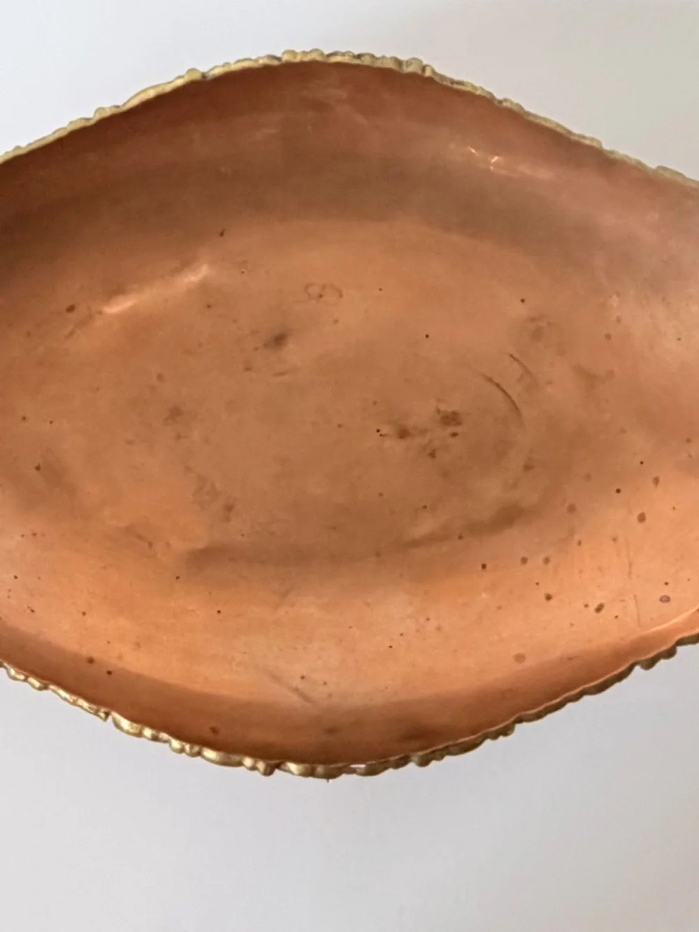 Vintage Copper and Brass Footed Tray Bowl Bird Handles Possibly made in Mexico